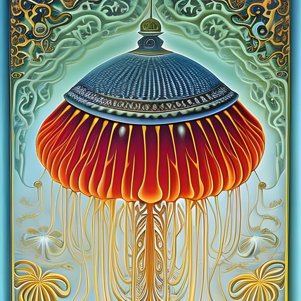 Colorful Art Nouveau jellyfish AI Generated Artwork NightCafe Creator
