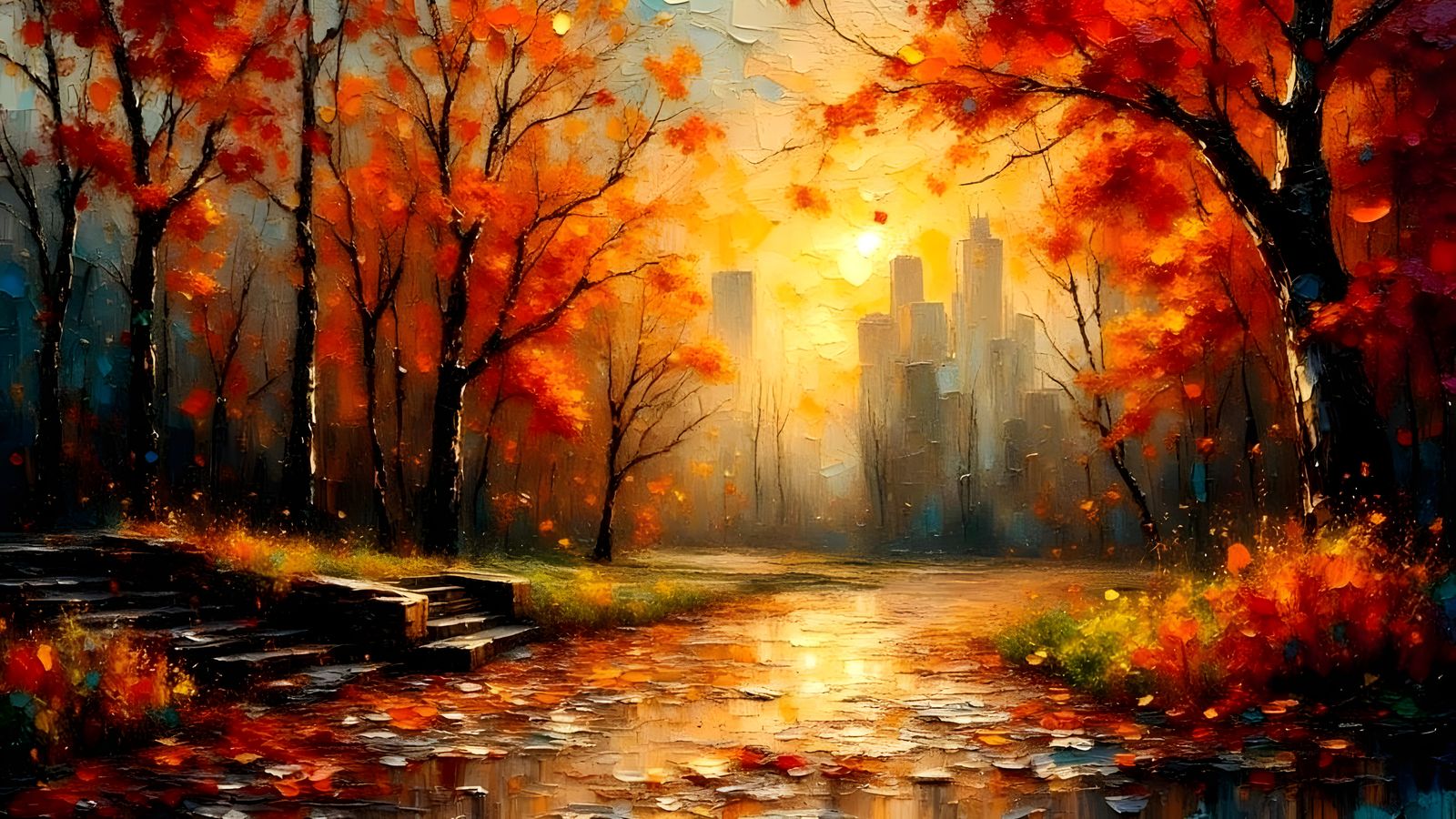 Impressionistic Autumn Cityscape  by @mvm7