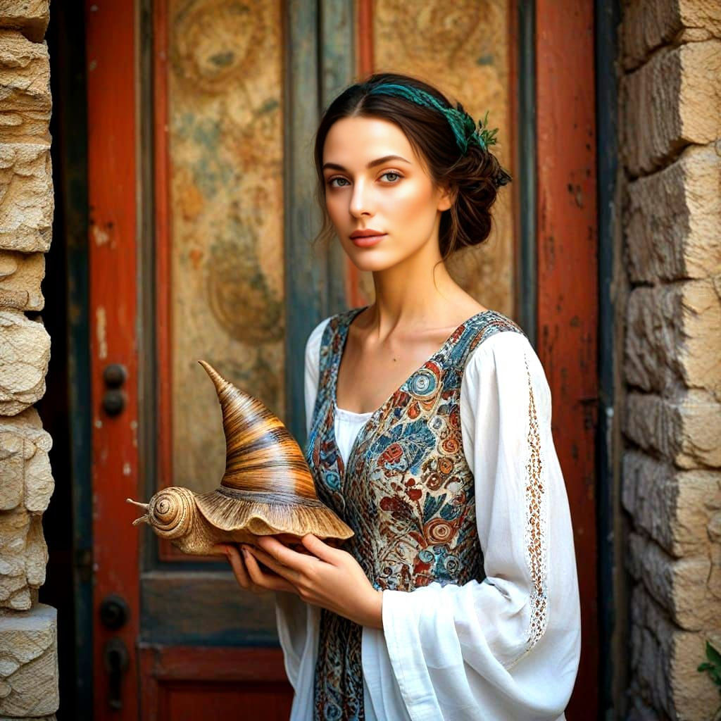 Medieval Lady Portrait in Surrealist Style