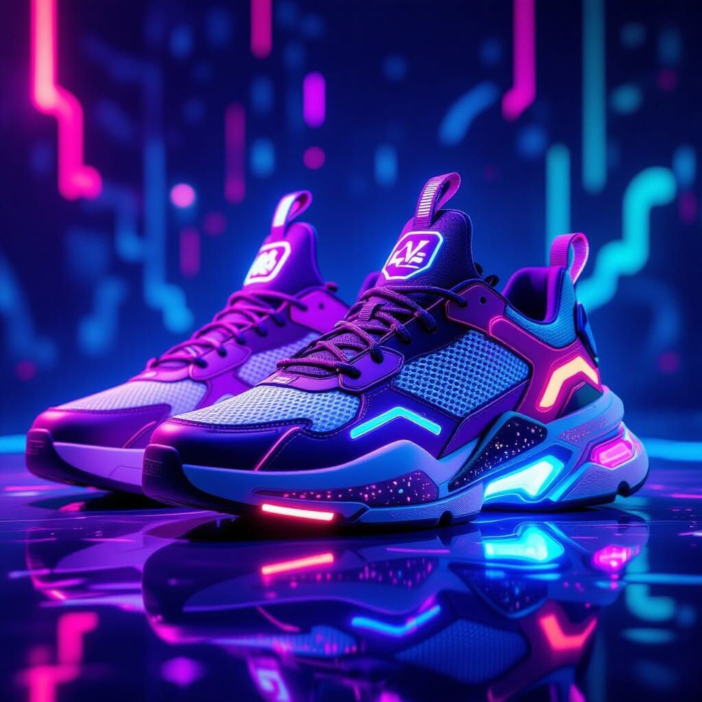 Futuristic Neon Sneakers in Cyberpunk Style