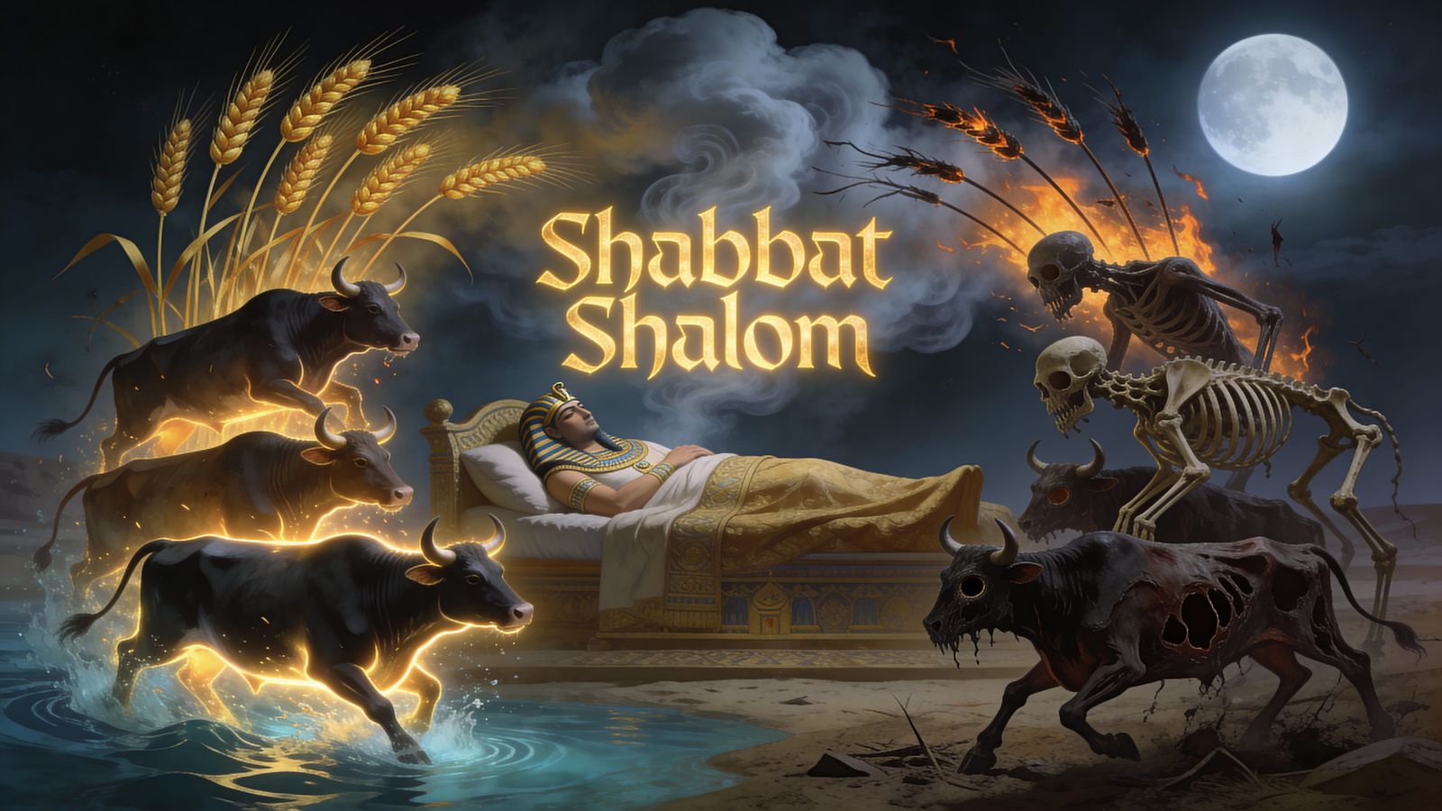 Pharaoh's Dream: Cows and Grain in Surreal Style