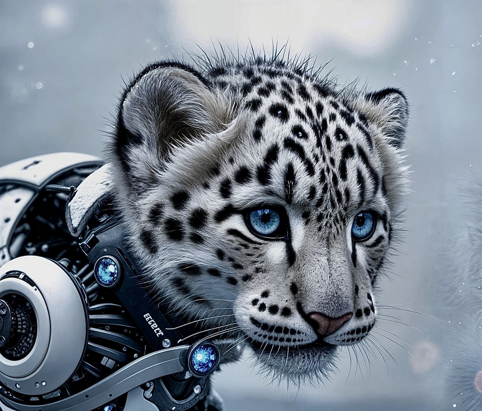 Newborn snow leopard cyborg