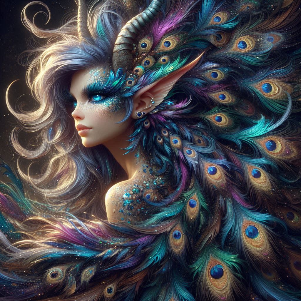 Elyzandra: Horned Peacock Goddess (2)