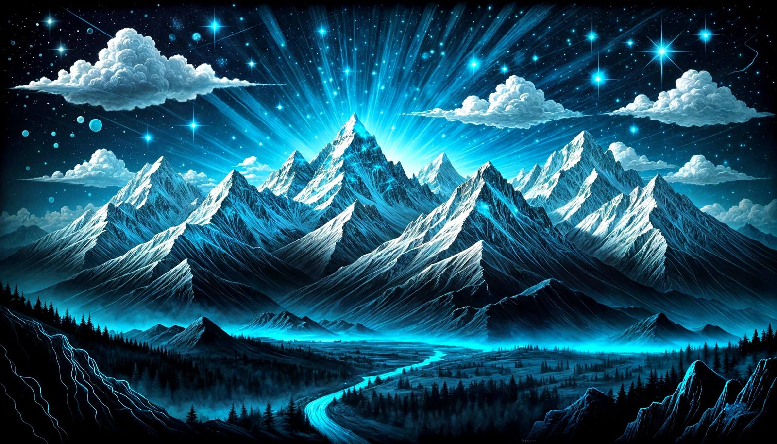 ancient cerulean mountains   by @lawrencelot