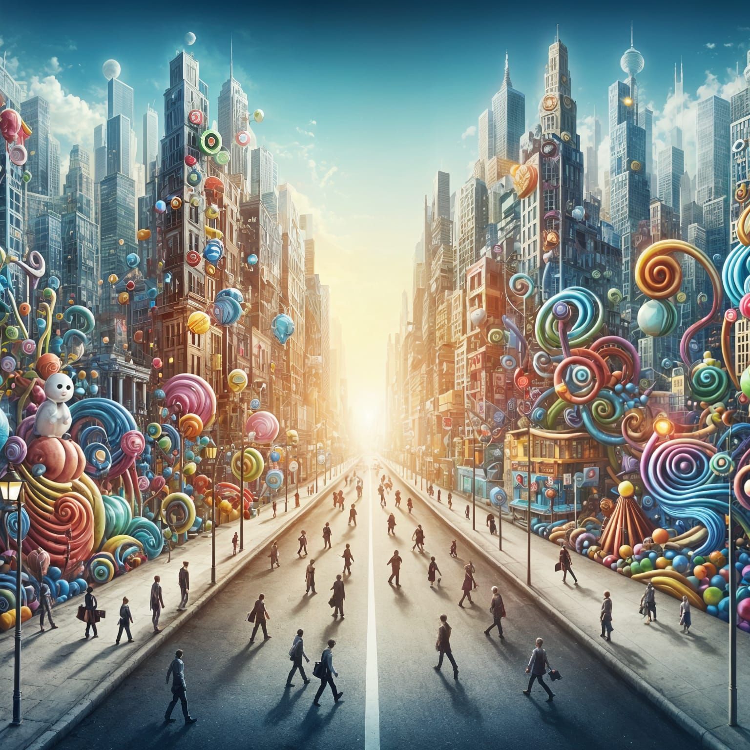 Like shadows in a colorful city