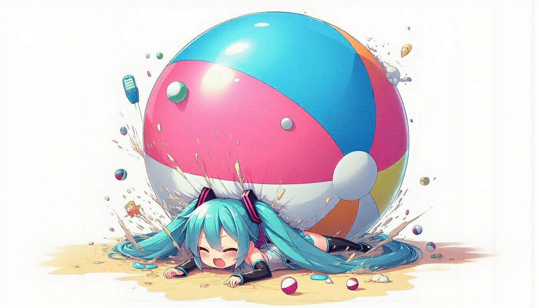Miku and the beachball 