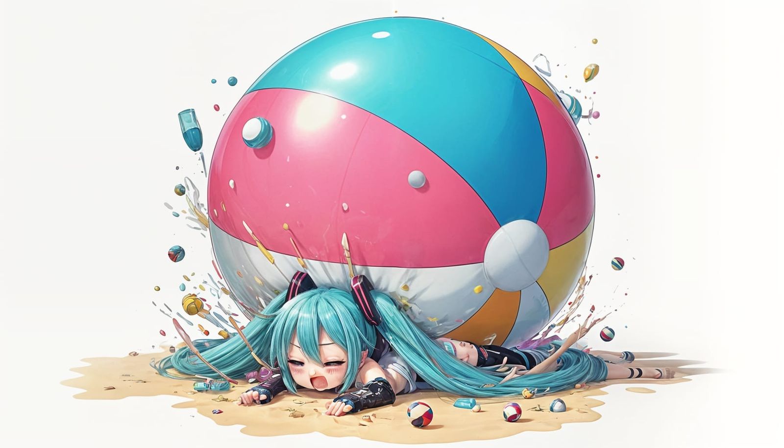 Miku and the beachball