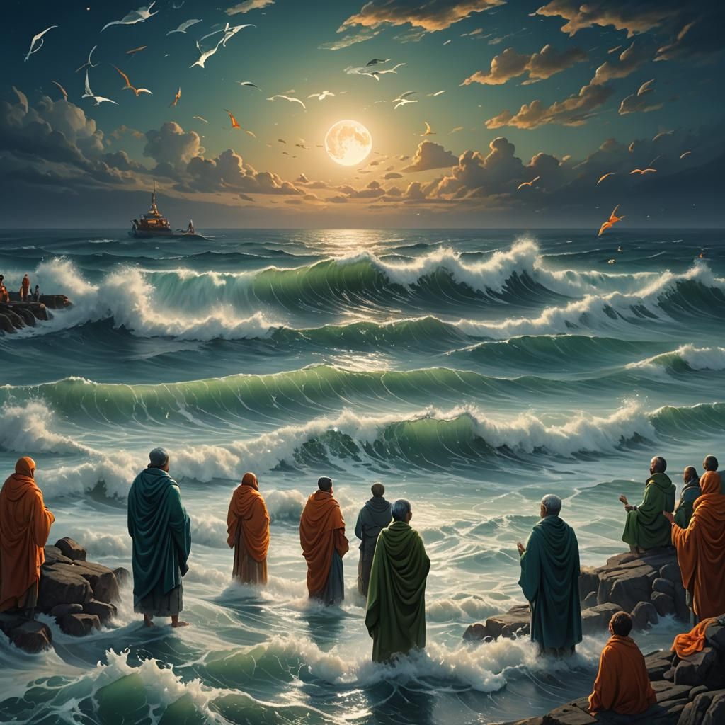 Seashore Prayer Shawls and Turbulent Sea Fish