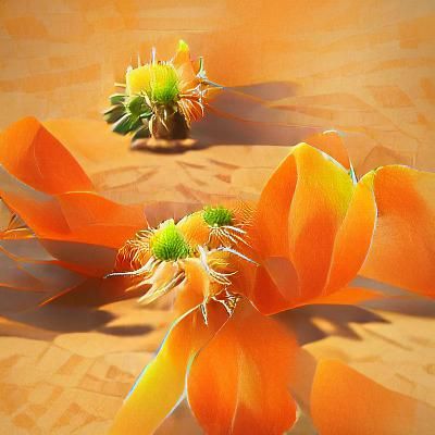 Orange Cactus Blossoms, Illustration Botanical Cacti, Organic Elegant ...