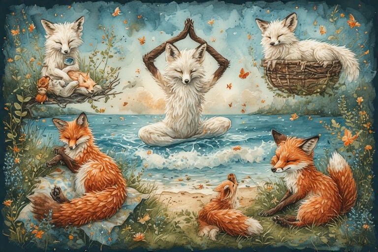Relaxed Fox Doing Yoga