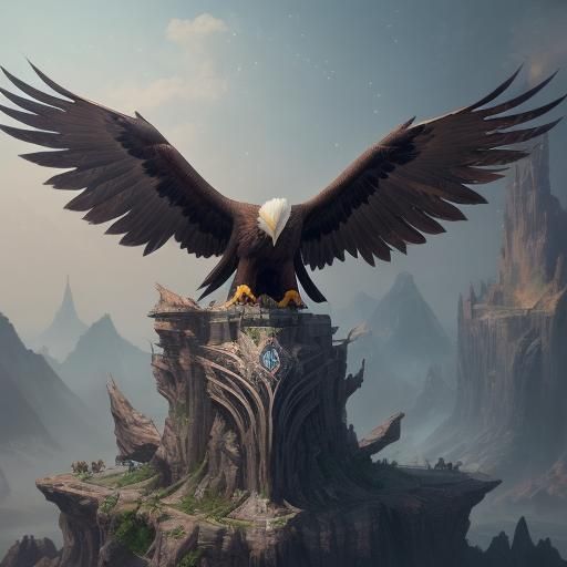 Hyperrealistic Eagle Sculpture in Surrealist Style