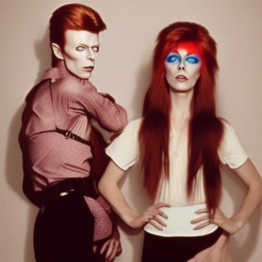 david bowie and stargirl anita with mousy brown hair, two pe...