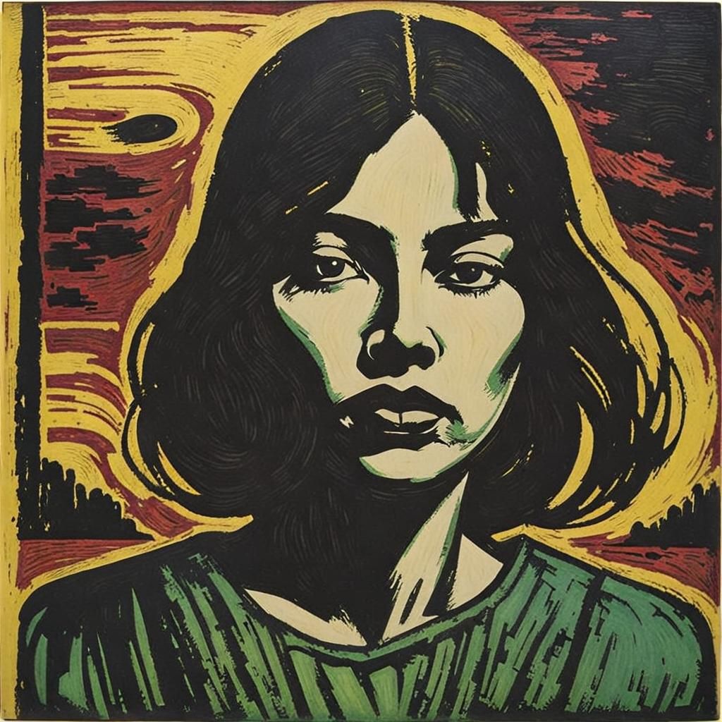 Expressionist woodcut, textured wood surface, by Emil Nolde - AI ...