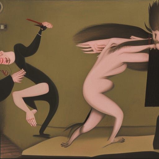 A predatory hedgehog drags the body of a noble androgynous v...