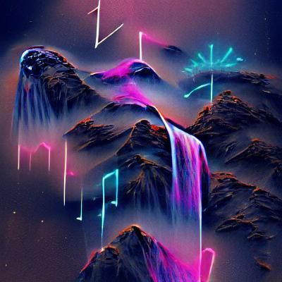 Waterfall and Mountains