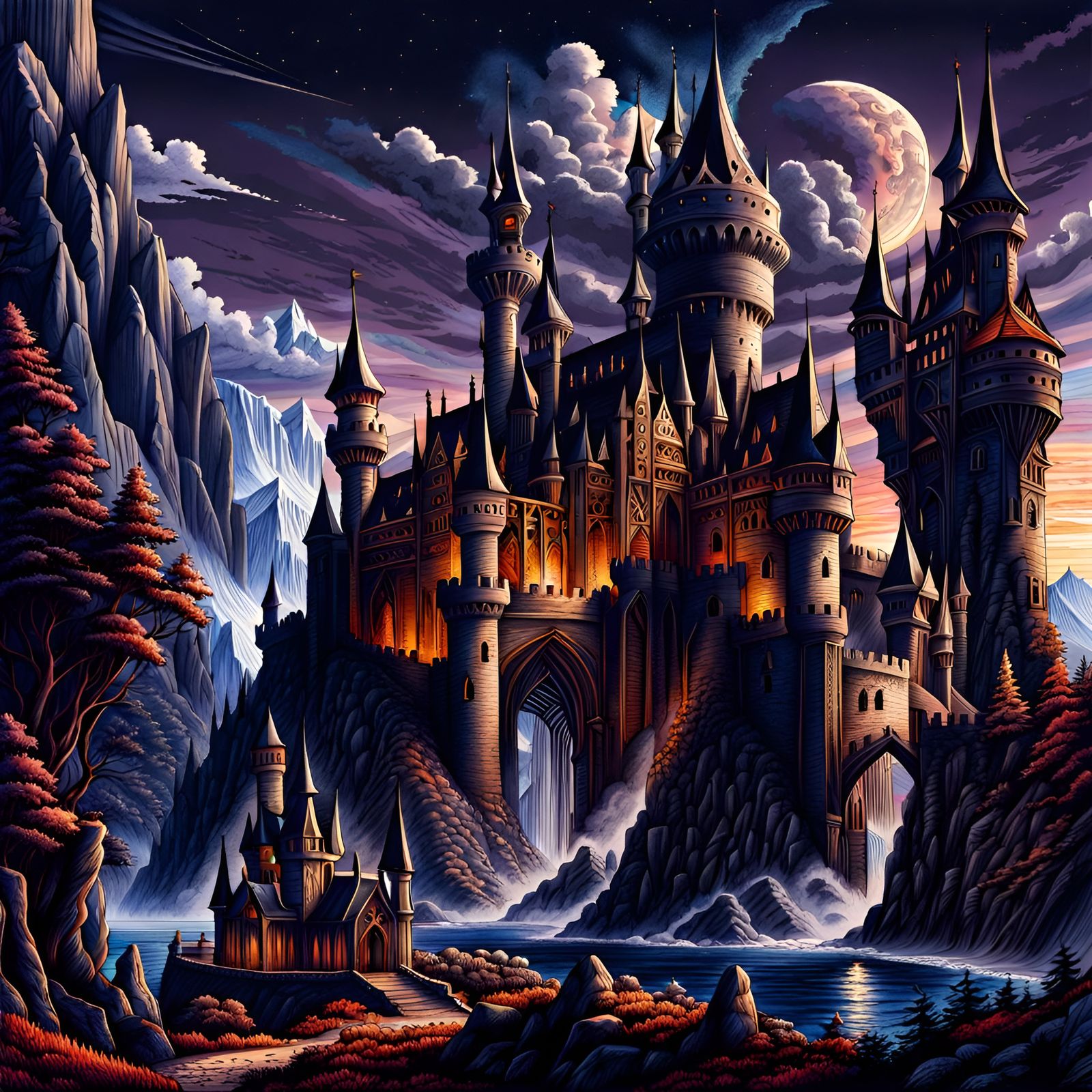 Intricate fantasy castle, fantasy landscape  by @Taralie