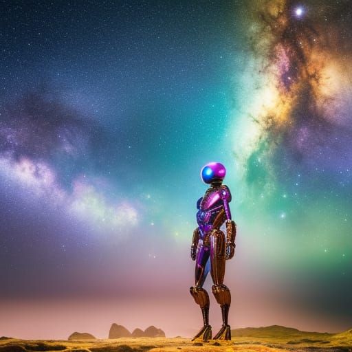 speculative humanoid alien zoology; colored inks, acrylic, high detail