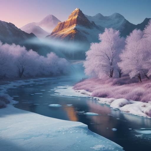 Mouse on Frozen River in Golden Light