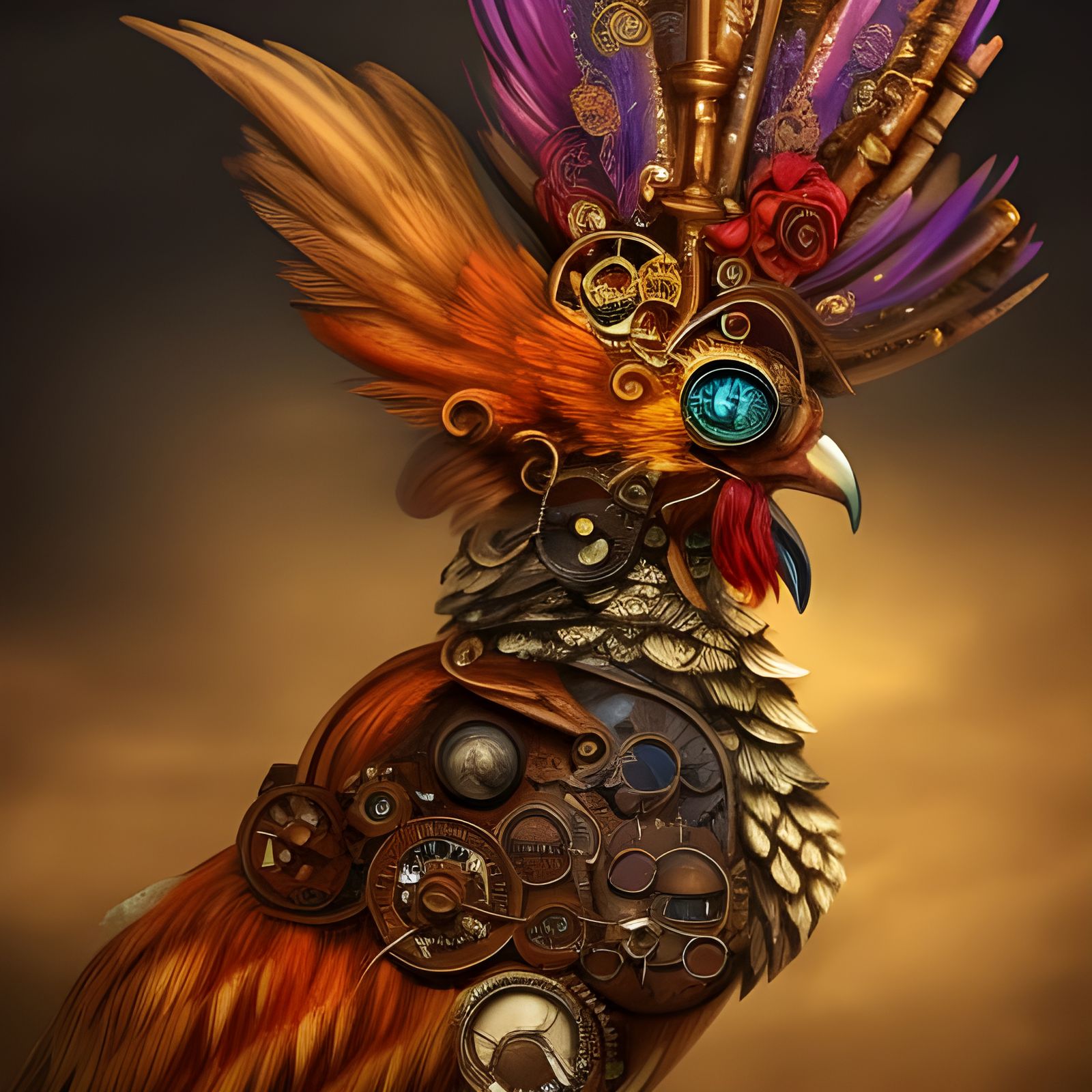 Steampunk rooster  by @EK94