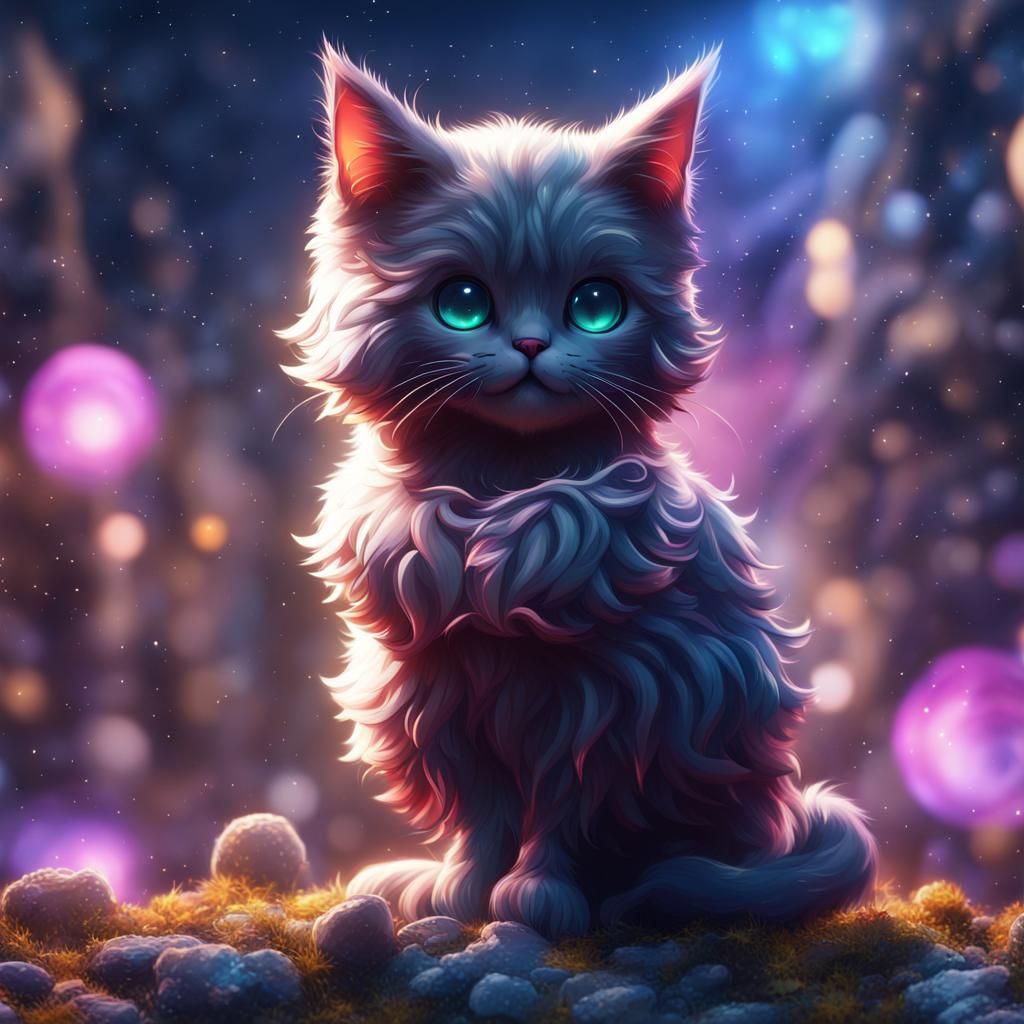 Anime cat cute Galaxy   by @Hooded_Night123