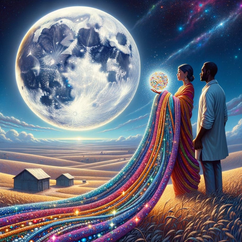 Radiant Moon Over Fields With Starry Necklace Promise