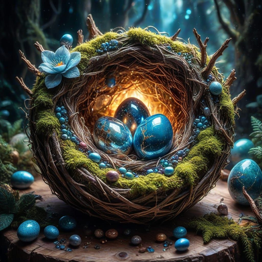 Bird's Nest in a Crystal Geode 🥚💎