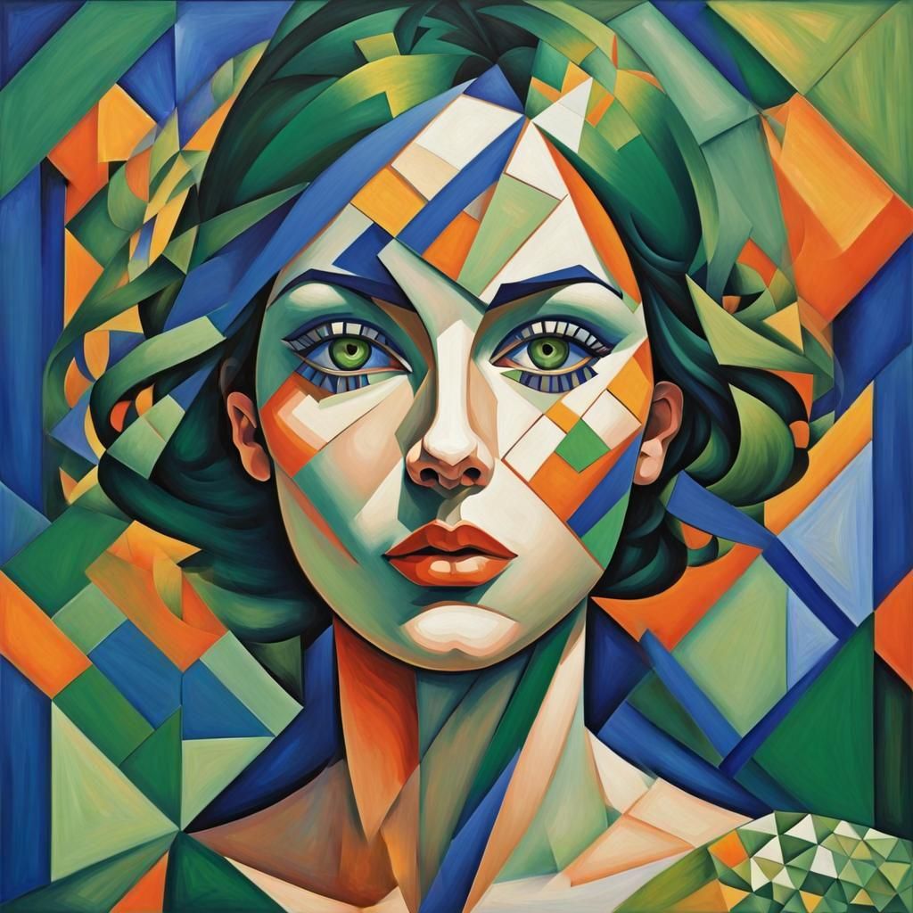 Geometric Kaleidoscope: A Cubist Portrait of Modern Identity