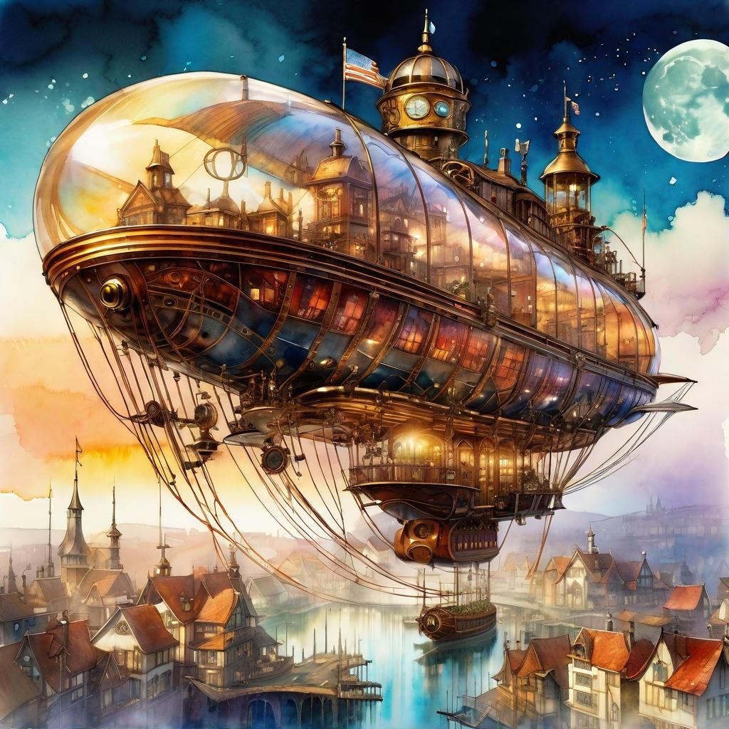 Aerial Steampunk Symphony  by @Steamcraft Sketcher