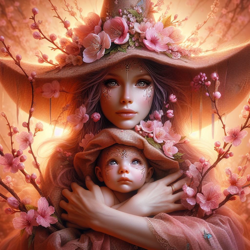 Wiccan Mama And Baby With Spring Sakura!!!!!!
