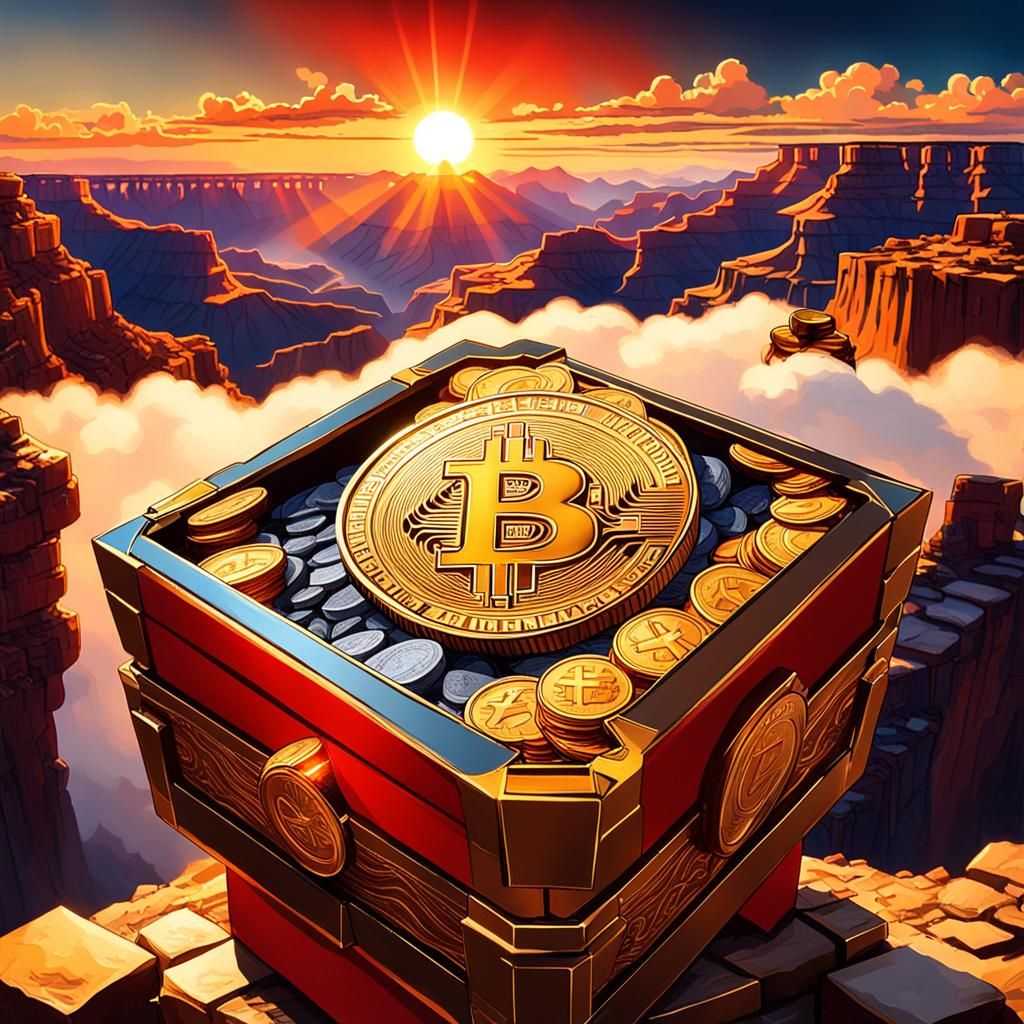 Grand Canyon Bitcoin Box in Synthwave Surrealism