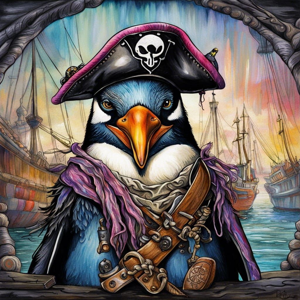 Pingling the Penguin Pirate  by @KittyBoo