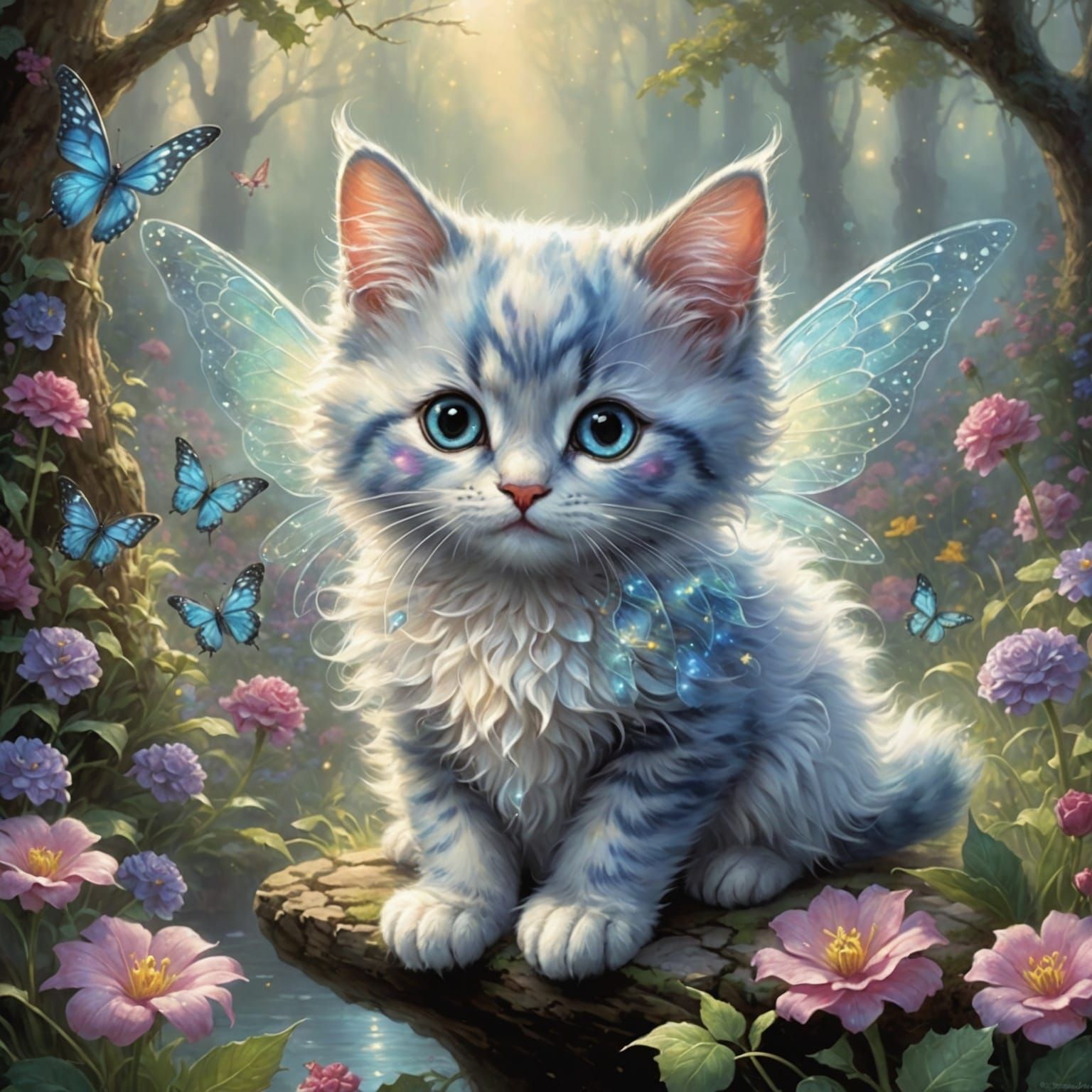 Fairy kitten. Bright, shimmering, beautiful. 