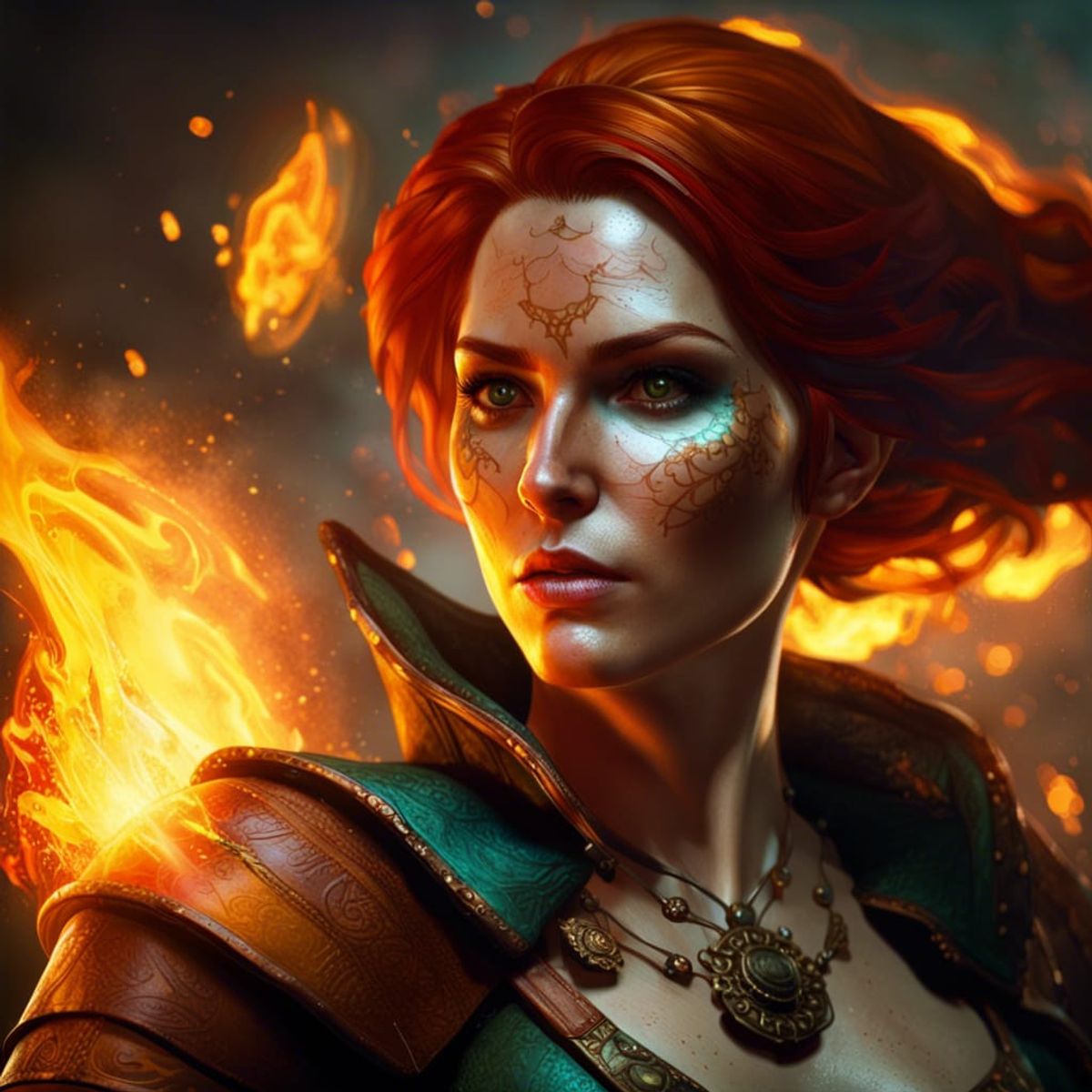 beautiful triss merigold cast fireball Hyperrealistic, splash art ...