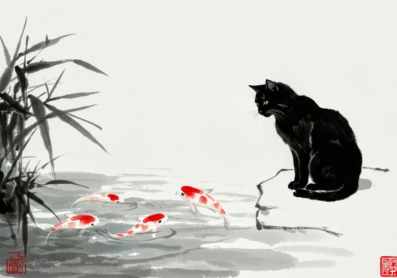 Cat and Koi