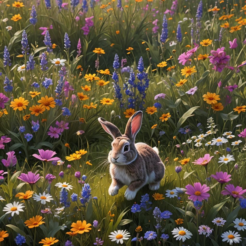 A bunny hopping