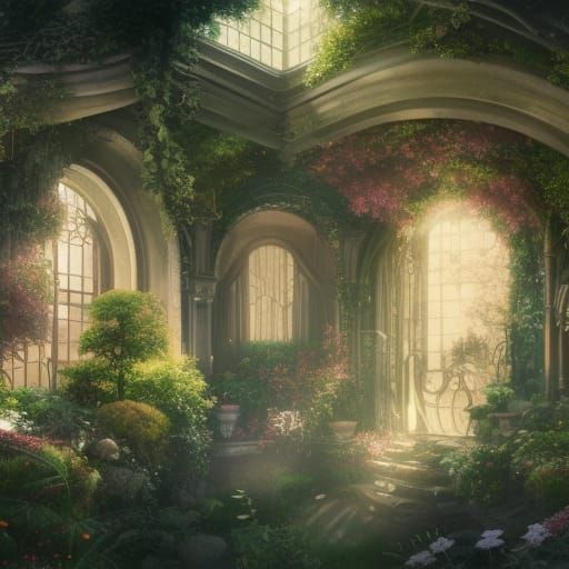 secret garden in a orb by artist 