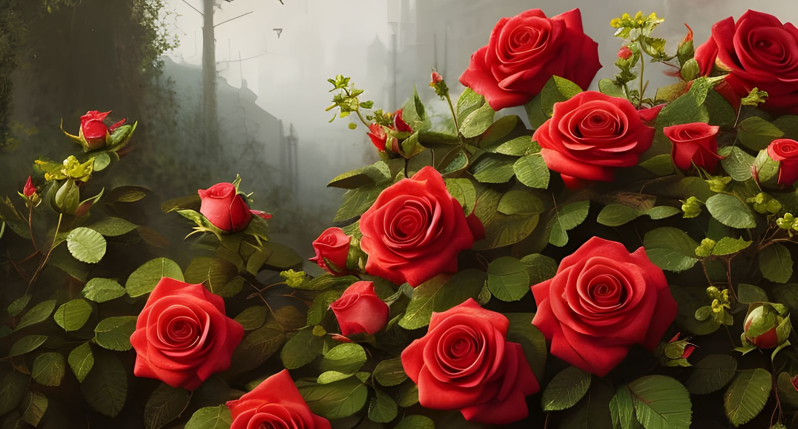 Roses on the street - AI Generated Artwork - NightCafe Creator