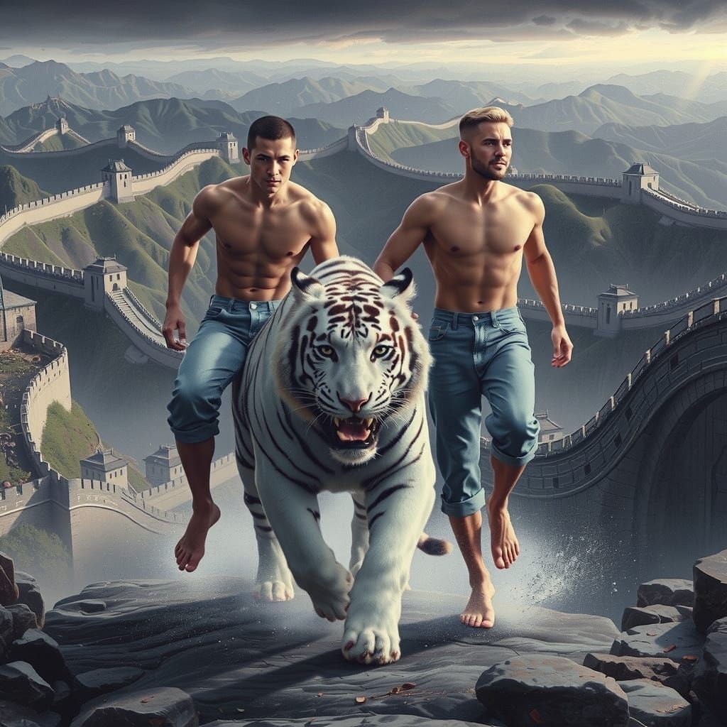 Armored White Tiger Riders: A Pre-Raphaelite Vision