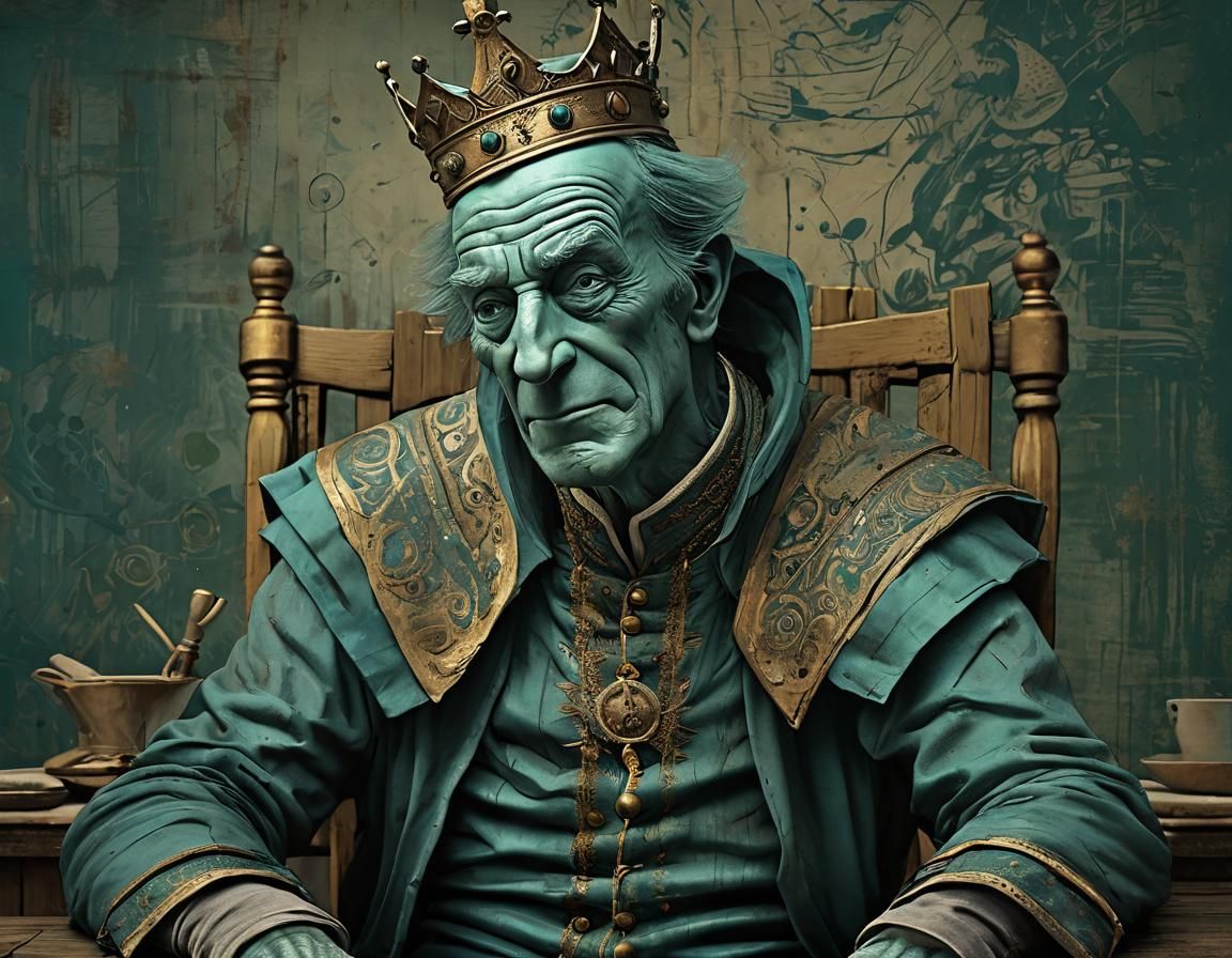 Teal Caricatured King