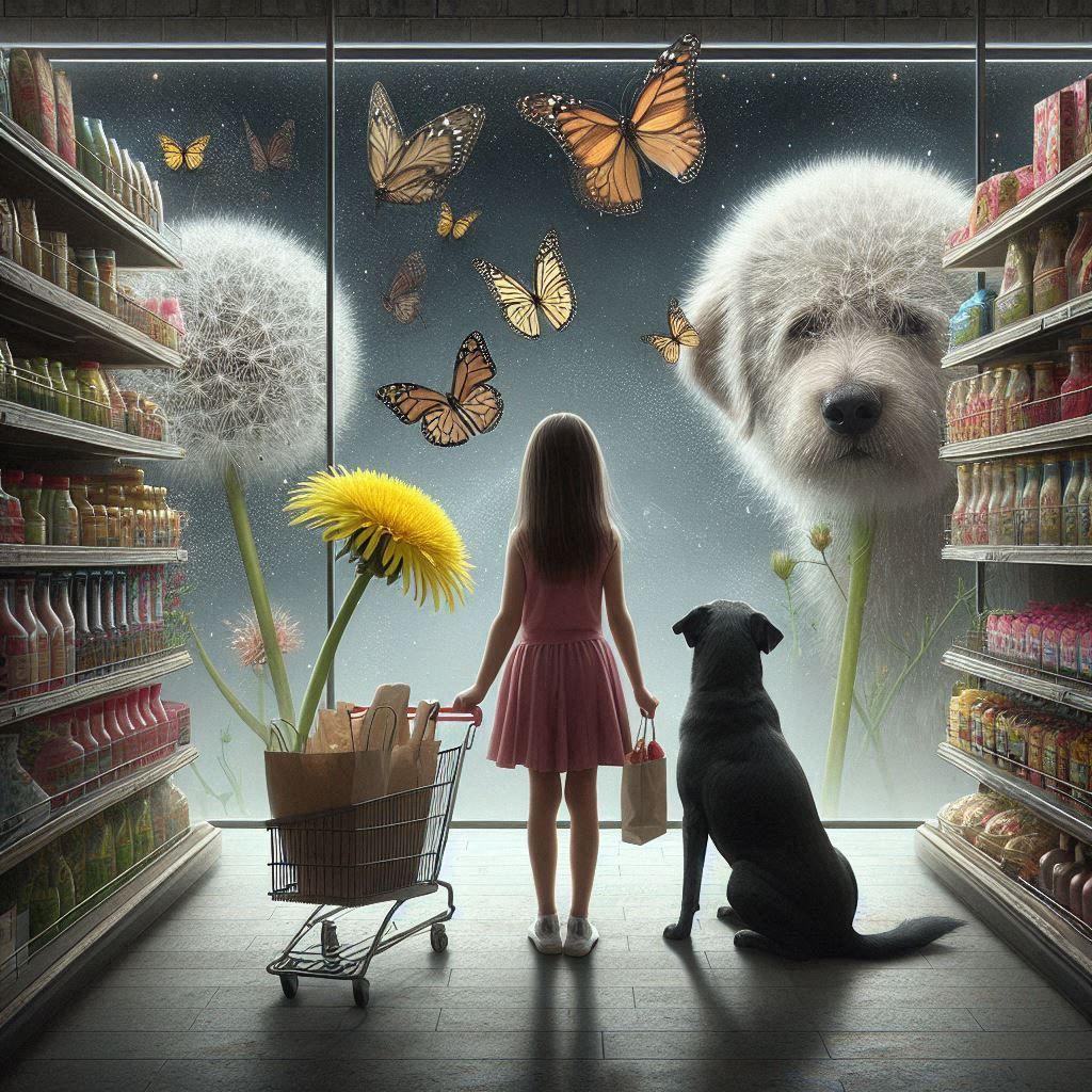 Dog and Girl Go Shopping