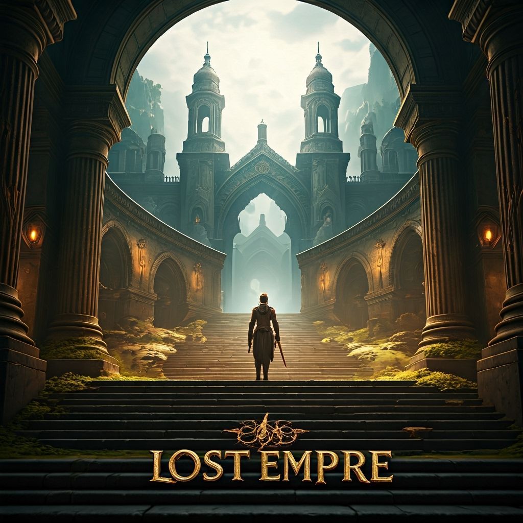 A fantasy world with layers of detail and movement.on image there Is writing "The Lost empire"

 3D Game ...  by @Mauro Vandal