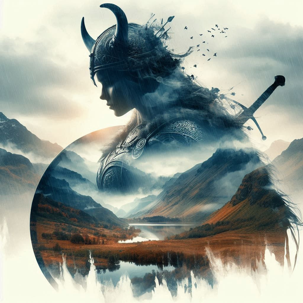 double exposure beautiful fantasy DALL-E 3 portrait landscap...