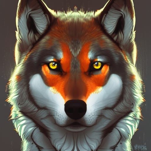 The orange Wolf - AI Generated Artwork - NightCafe Creator