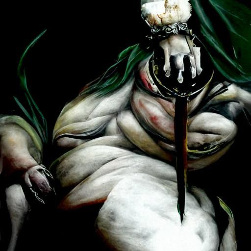 the fat God of greed and madness