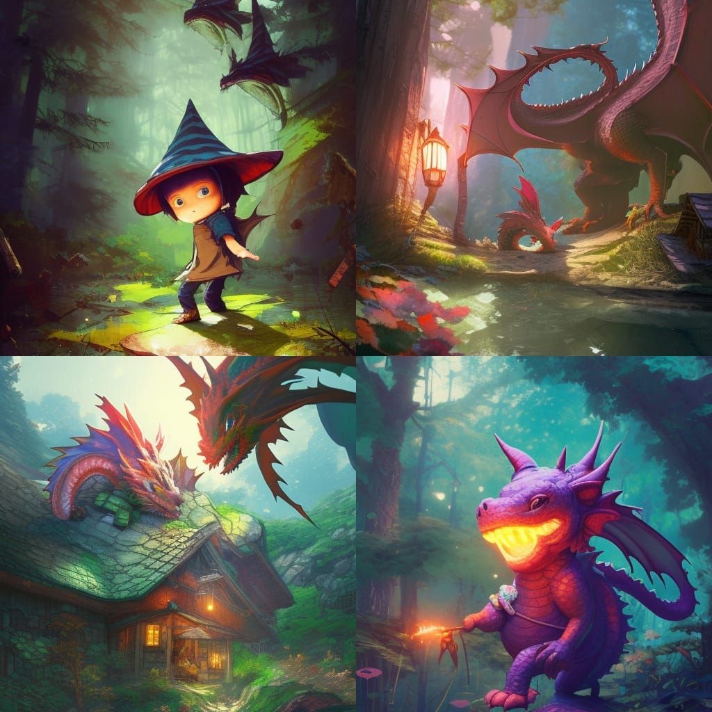 cottagecore dragon gnome  hyperdetailed digital illustration...