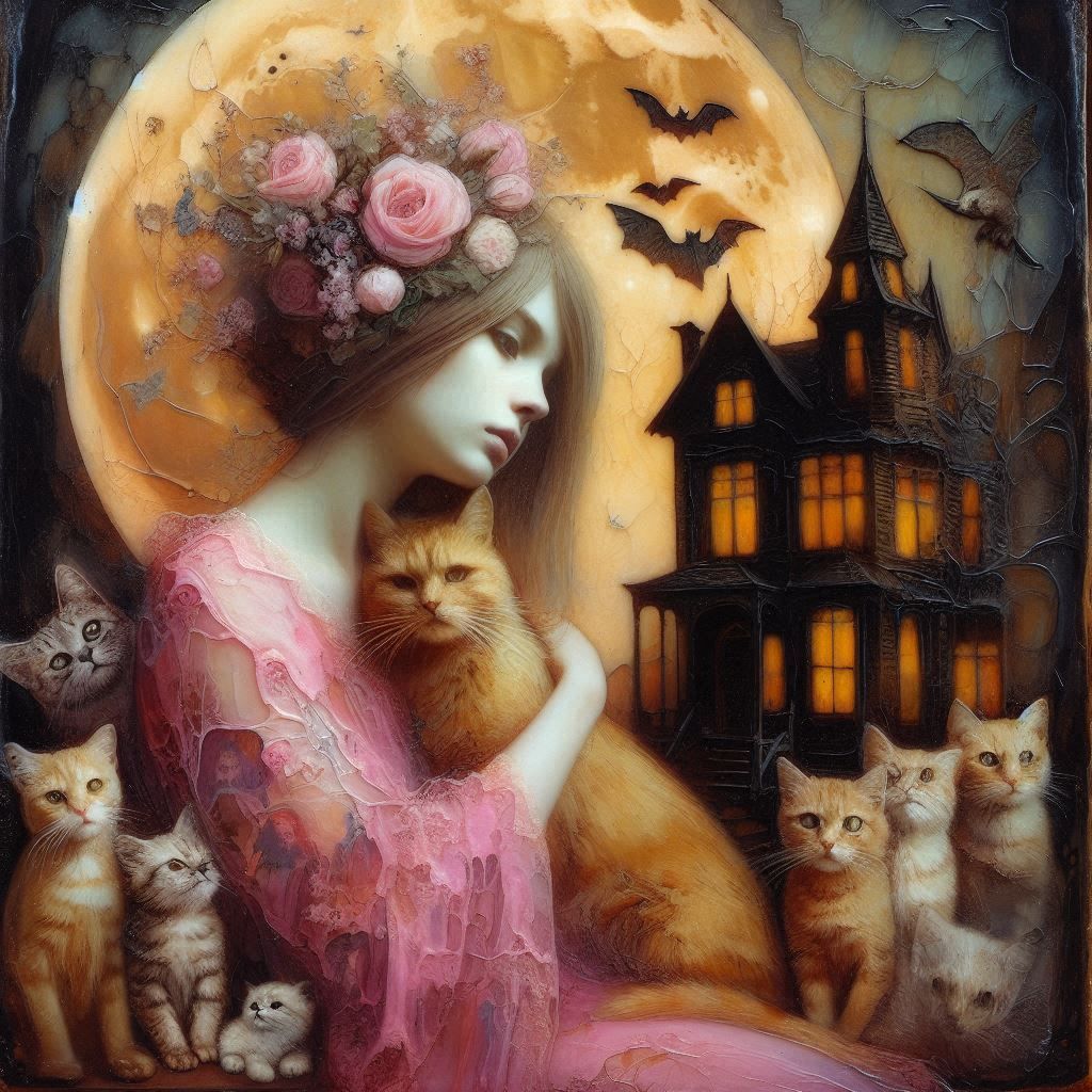 Ghostly witch in pink