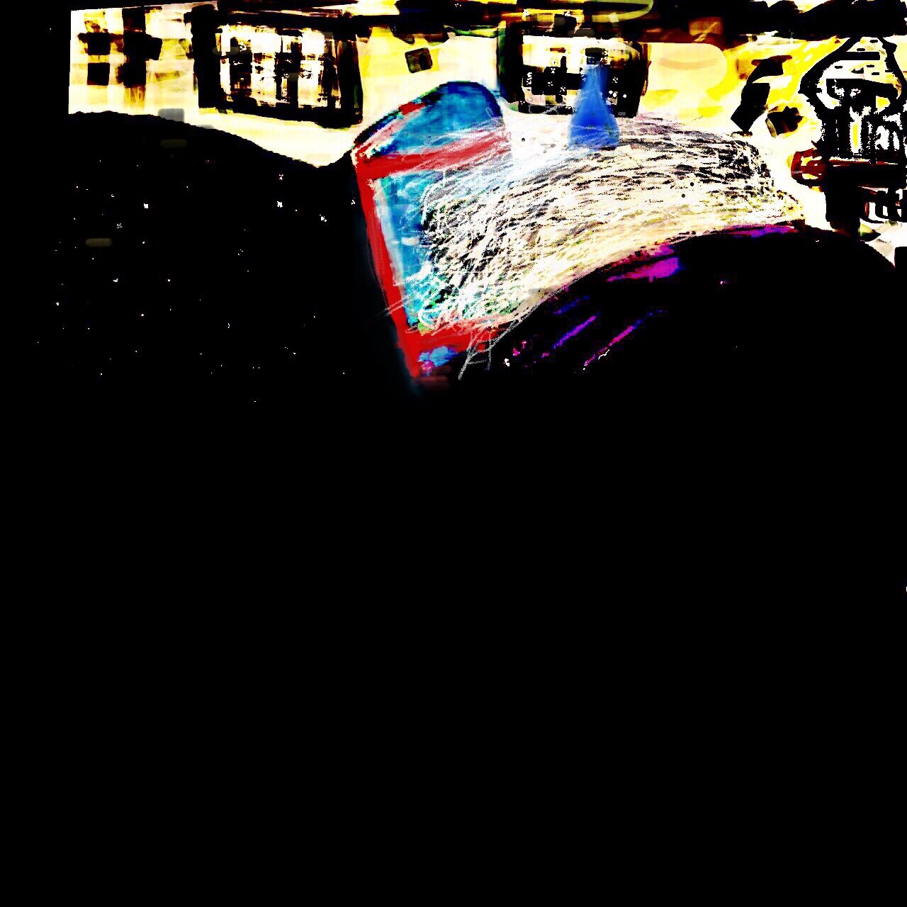 Composite photograph Medium shot. Frail long white haired stunning demoness video game Towa, dressed in her red and black bodysuit, lies in...