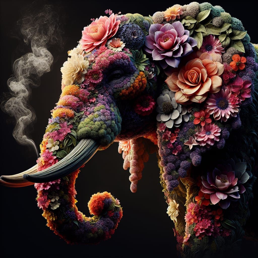 Floral Elephant   by @Pagan_Nights