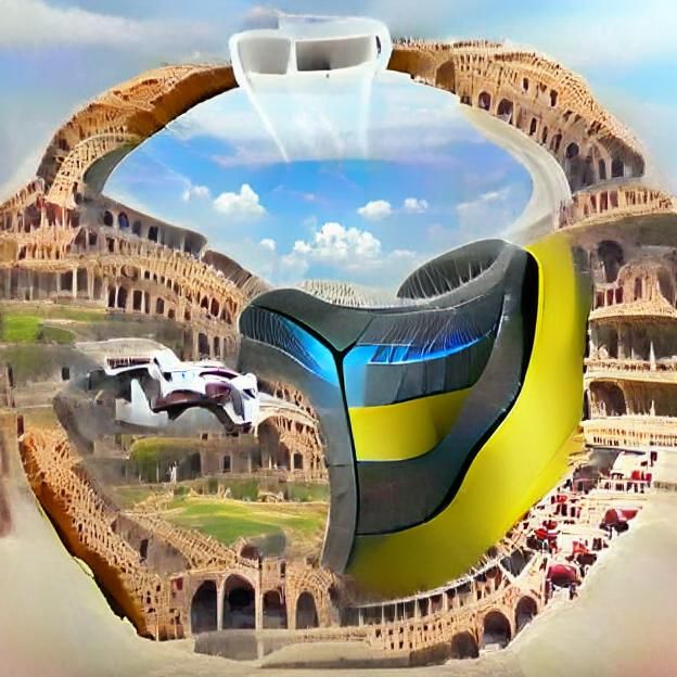 Colosseum from the future for flying car races