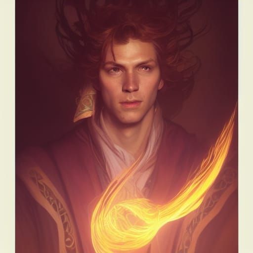 A young mage practicing his magics
